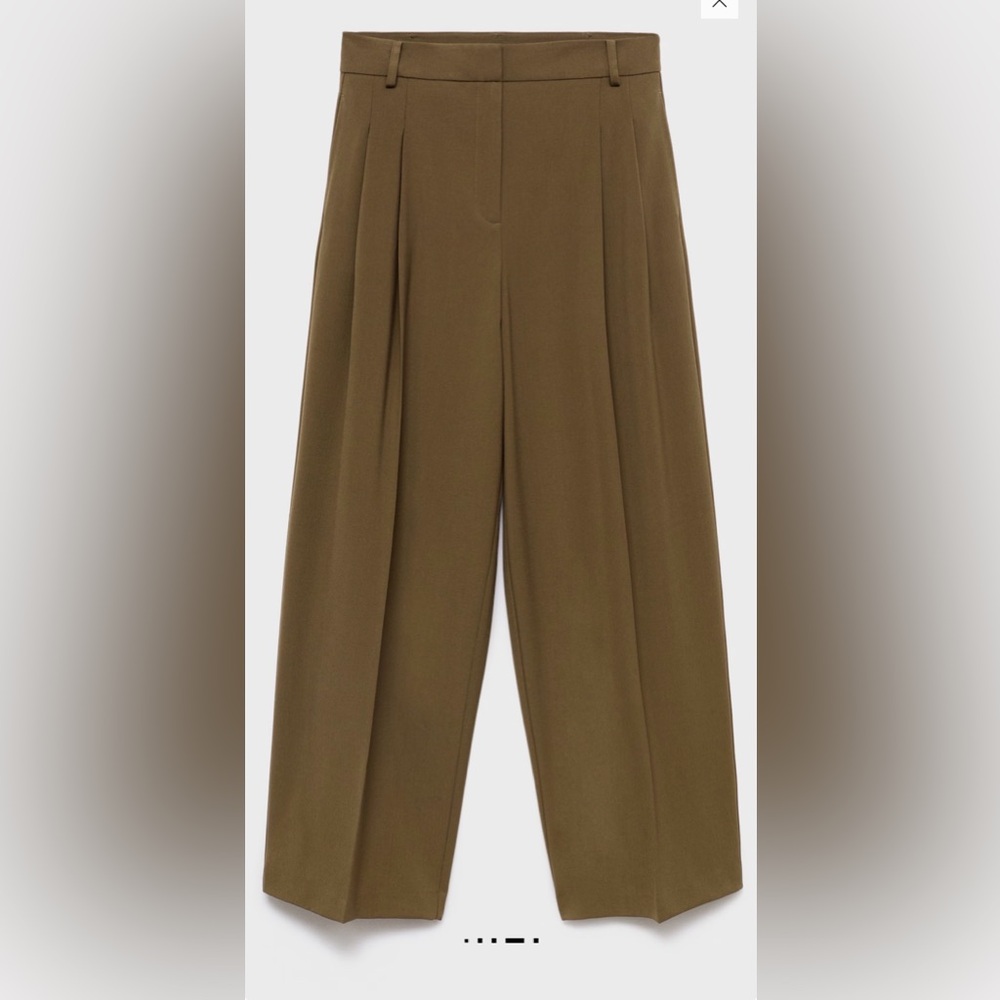 Mango Wide Leg Olive Pants